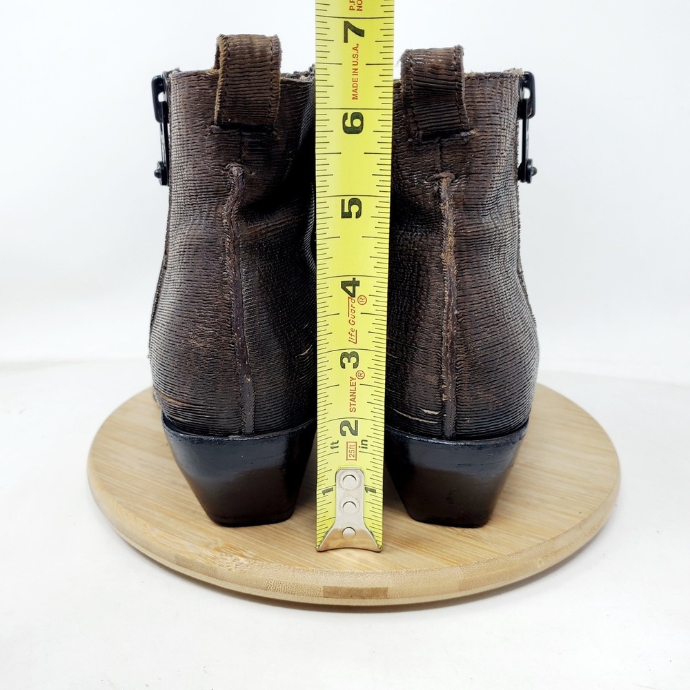 Frye Sacha Moto Boots Women 8.5 Brown Leather Boho Double Zip Western Ankle Shoe - Picture 8 of 13
